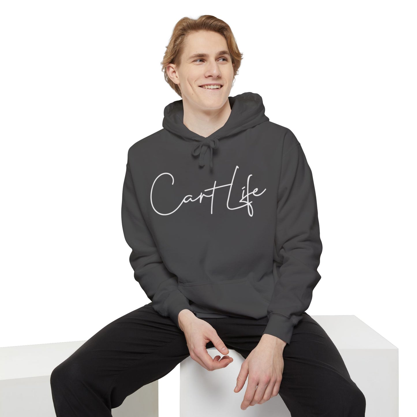 Cart Life Hoodie — Script Logo Garment-Dyed Pullover